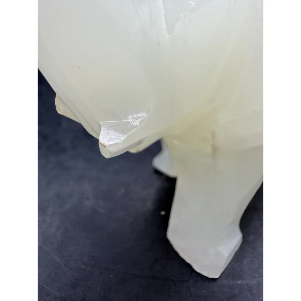 🐘 Hand‑Carved Onyx Elephant Figurine – Vintage Stone Decor – EUC ✨